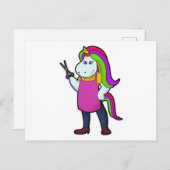 ユニコーンが美容師をはさみを持って ポストカード (正面/裏面)