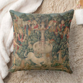 ユニコーンが見つかった、中世のタペストリー クッション (ブランケット)
