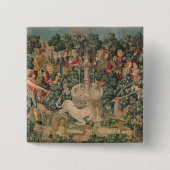 ユニコーンが見つかった、中世のタペストリー 缶バッジ (正面)