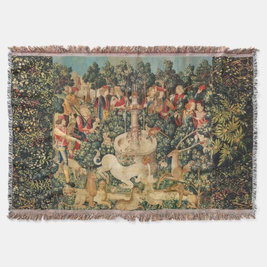 ユニコーンが見つかる/噴水と他の動物 スローブランケット (正面)