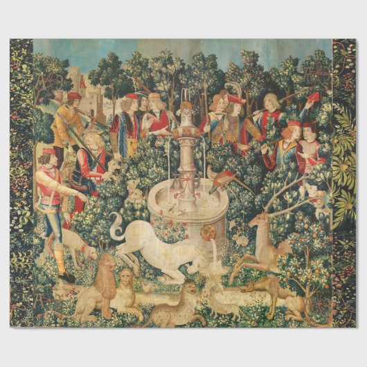 ユニコーンが見つかる/噴水と他の動物 ラッピングペーパー (フラット)