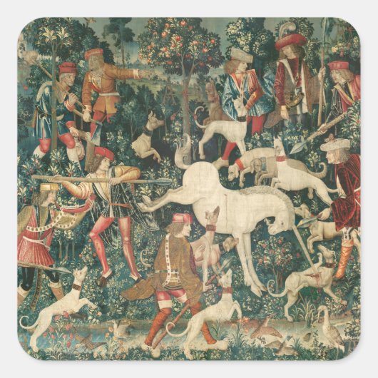 ユニコーンが見つかる/犬や他の動物 スクエアシール (正面)