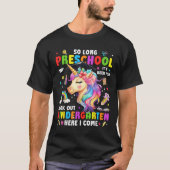 ユニコーンさん、プリスクール卒業おめでとう！幼稚園に行くよ Tシャツ (正面)