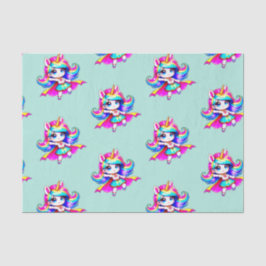 ユニコーンすごいかわいい女の子グリーンピンク 薄葉紙