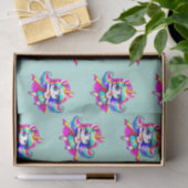 ユニコーンすごいかわいい女の子グリーンピンク 薄葉紙 (ギフト)