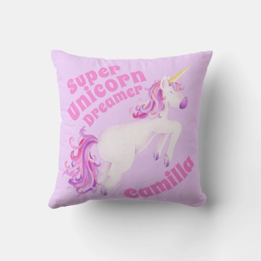 ユニコーンすごいドリームウォーター色のアートガールズピロー クッション (裏面)