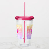 ユニコーンすごい花のかわいいガーリーパーソナライズされた アクリルタンブラー (右)