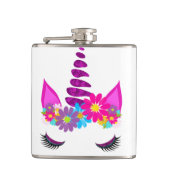 ユニコーンすごい花のかわいいガーリー女 フラスク (正面)