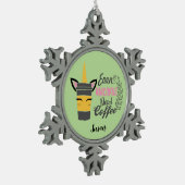 ユニコーンでもコーヒーが必要 スノーフレークピューターオーナメント (左)