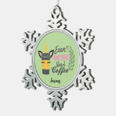 ユニコーンでもコーヒーが必要 スノーフレークピューターオーナメント (右)