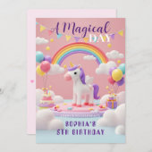 ユニコーンで飛行 – Birthday Party 招待状 (正面/裏面)