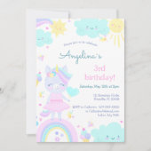 ユニコーンで3回目の誕生日おもしろい招待状。 招待状 (正面)