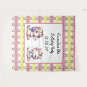 ユニコーンとかすみ草、子供の誕生日パーティー タペストリー (正面(横))