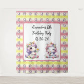 ユニコーンとかすみ草、子供の誕生日パーティー タペストリー (正面)