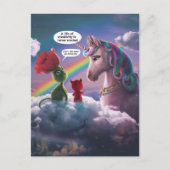 ユニコーンとかわいいクリッター、創造の世界 ポストカード (正面)