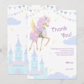 ユニコーンとの誕生日のためのフラットサンキューカード。 サンキューカード (正面/裏面)