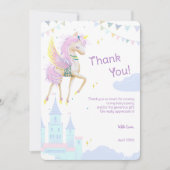 ユニコーンとの誕生日のためのフラットサンキューカード。 サンキューカード (正面)