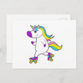 ユニコーンとインラインスケート ローラースケート ポストカード (正面/裏面)