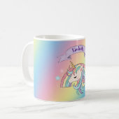 ユニコーンとキラキラの虹 カスタムネーム カラフル コーヒーマグカップ (正面左)