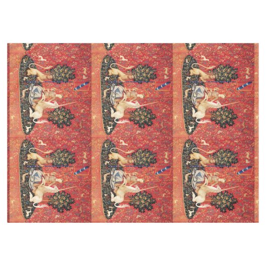 ユニコーンとゴシックのファンタジーの花,フローラモチーフ テーブルクロス (正面(横))