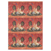 ユニコーンとゴシックのファンタジーの花,フローラモチーフ テーブルクロス (正面)