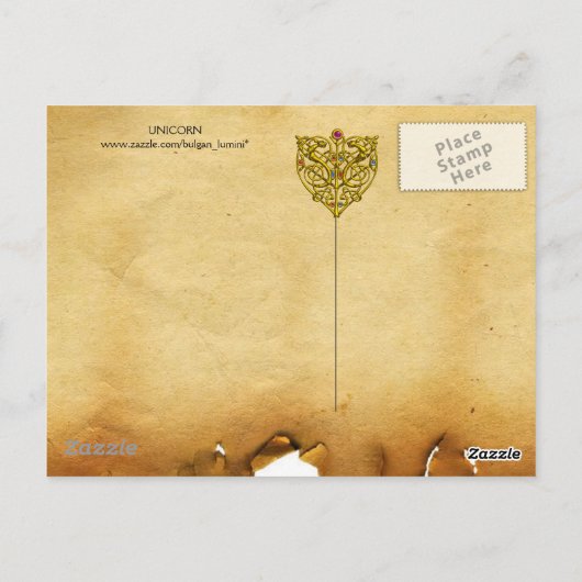 ユニコーンとゴシックのファンタジーの花，フローラモチーフ ポストカード (裏面)