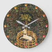 ユニコーンとゴシックのファンタジーの花，フローラモチーフ ラージ壁時計 (正面)