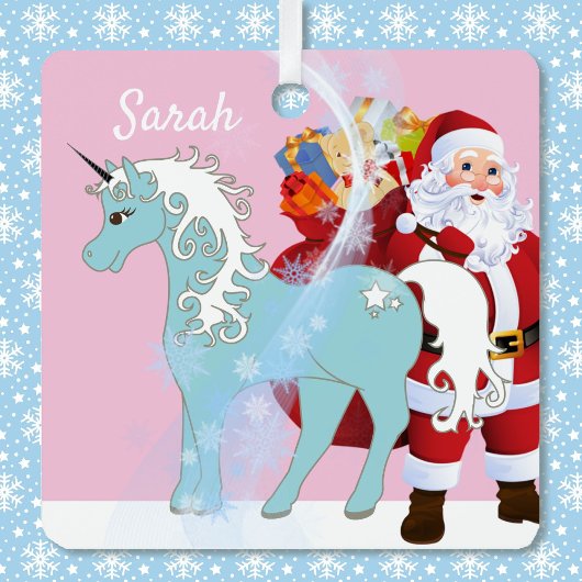 ユニコーンとサンタクロースのクリスマスツリー名を追加 メタルオーナメント