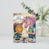 ユニコーンとサンフラワー創造性の漫画の生活 ポストカード (スタンド正面)