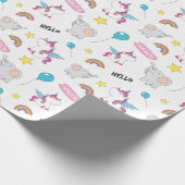 ユニコーンとゾウ ラッピングペーパー (角)