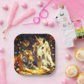 ユニコーンとタイガー ペーパープレート (パーティー)