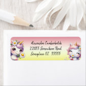 ユニコーンとデイジー、かわいい住所 ラベル (インサイチュ)