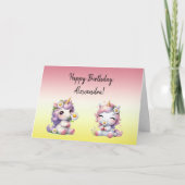 ユニコーンとデイジー、「ハッピーバースデー」 カード (正面)