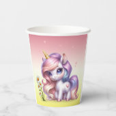 ユニコーンとデイジー、「ハッピーバースデー」パーティー 紙コップ (裏面)