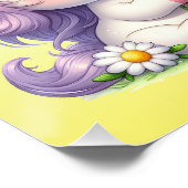 ユニコーンとデイジー、子供の誕生日パーティー光沢 ポスター (コーナー)