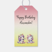 ユニコーンとデイジー、子供の誕生日パーティー ギフトタグ (正面)