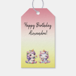 ユニコーンとデイジー、子供の誕生日パーティー ギフトタグ