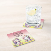 ユニコーンとデイジー、子供の誕生日パーティー スクエアペーパーコースター (インサイチュ)