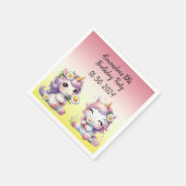 ユニコーンとデイジー、子供の誕生日パーティー スタンダードカクテルナプキン (角)