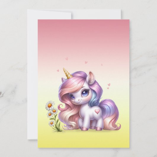 ユニコーンとデイジー、誕生日パーティーありがとう サンキューカード (裏面)