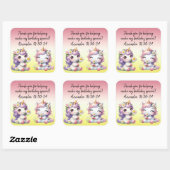 ユニコーンとデイジー、誕生日パ感謝していーティー スクエアシール (シート)