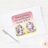 ユニコーンとデイジー、誕生日パ感謝していーティー スクエアシール (封筒)