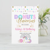 ユニコーンとドーナツのパーティー招待状 招待状 (スタンド正面)