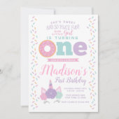 ユニコーンとドーナツ 1歳の誕生日 招待状 (正面)