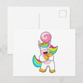 ユニコーンとハートのラッピポップ ポストカード (正面/裏面)