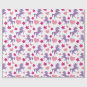 ユニコーンとハートパターン。 ラッピングペーパー (フラット)