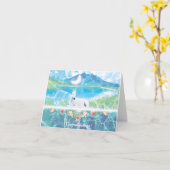 ユニコーンとバラの折りたたみグリーティングカード カード (黄色い花)