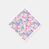 ユニコーンとバラパターン スタンダードカクテルナプキン (角)
