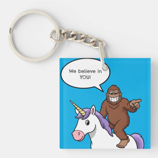 ユニコーンとビッグフットは両方信じをお前に言う キーホルダー (正面)