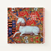 ユニコーンとファンタジーの花,フローラモチフモノグラム ノートブック (裏面)